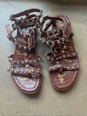 Sam Edelman Brown Studded Gladiator Sandals